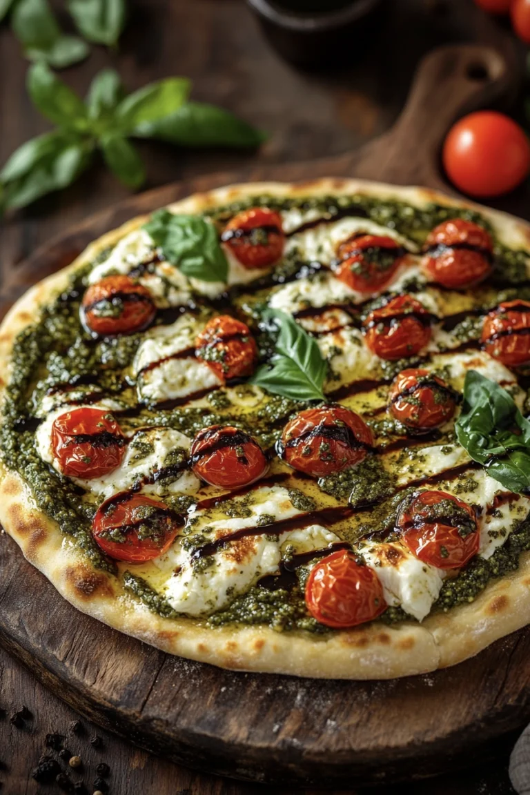 Cherry Tomato and Burrata Flatbread with Basil Pesto