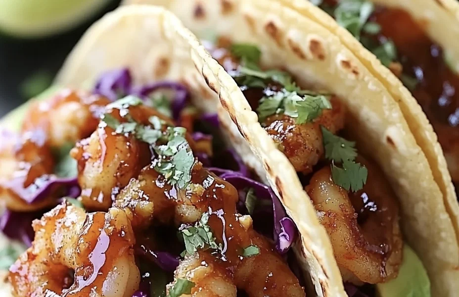 Hot Honey Garlic Butter Shrimp Tacos 1 honey shrimp tacos1