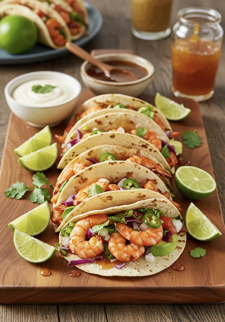 Hot Honey Garlic Butter Shrimp Tacos 3 honey shrimp tacos8