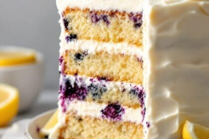 10 Delicious Ideas for Your Easter Family Party 25 lemon blueberry cake with cream cheese frosting