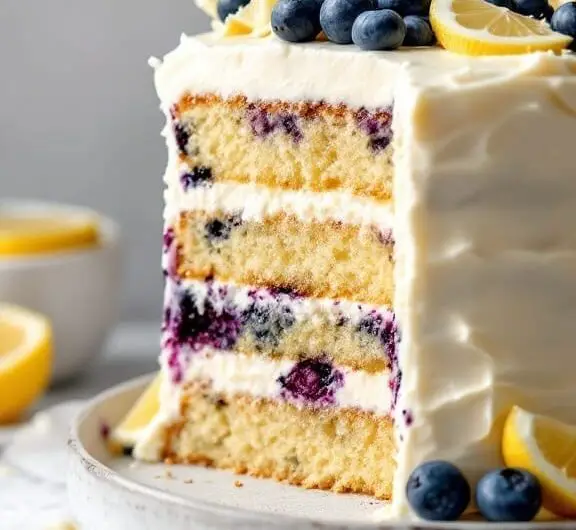 lemon blueberry cake with cream cheese frosting