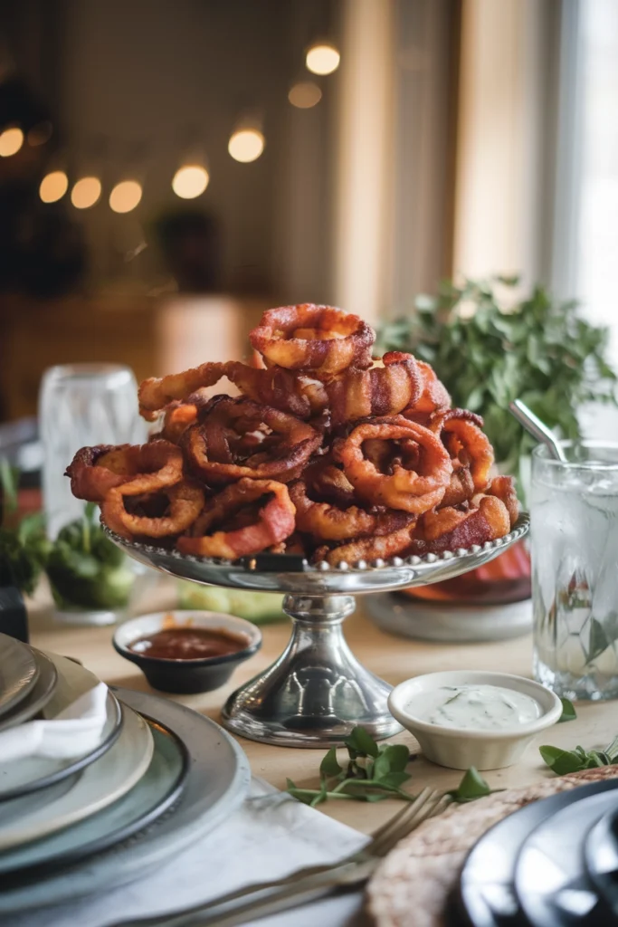 Air Fryer Bacon-Wrapped Onion Rings 3 onion rings3