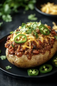 paula9876 A baked potato topped with spicy chili con carne ch d1859cac 3c5e 46ae a3ff 41c88f668feb 1