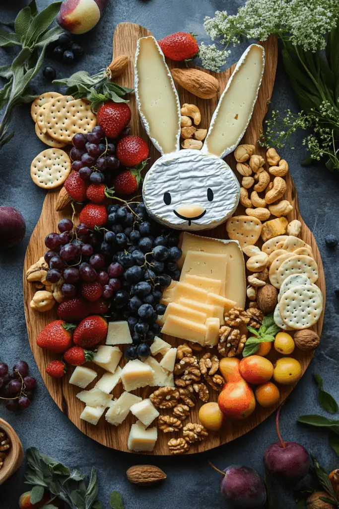 10 Delicious Ideas for Your Easter Family Party 9 A colorful and fun Easter Bunny Cheese Board