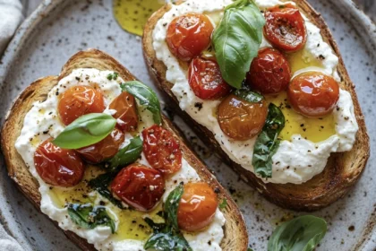 Whipped Ricotta Toasts with Garlic Butter and Roasted Cherry Tomato 21 ricotta cheese tomatoes 4