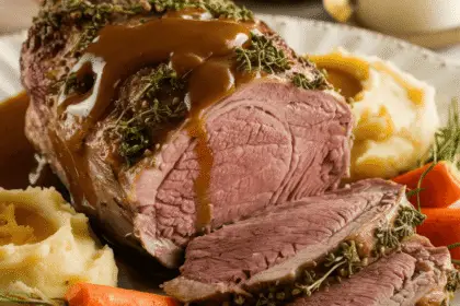 herb encrusted leg of roast lamb