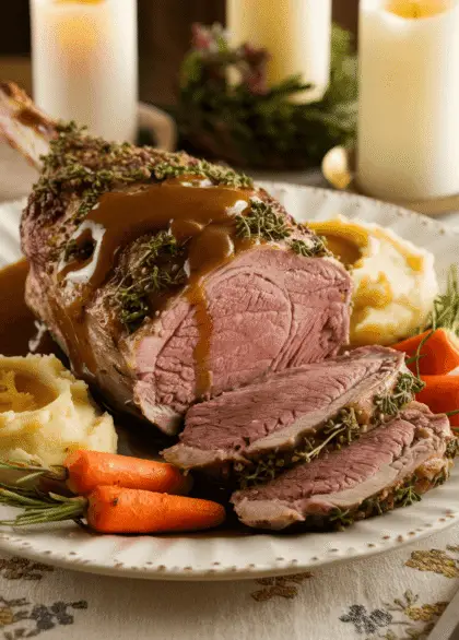 herb encrusted leg of roast lamb