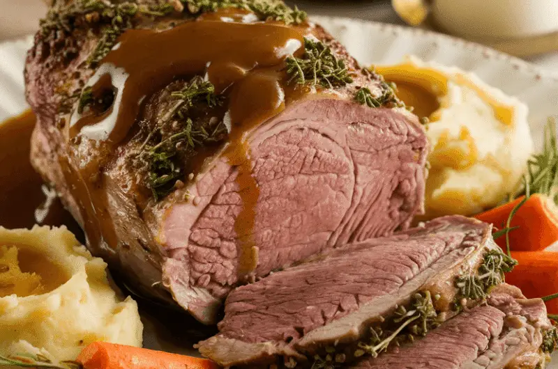 herb encrusted leg of roast lamb