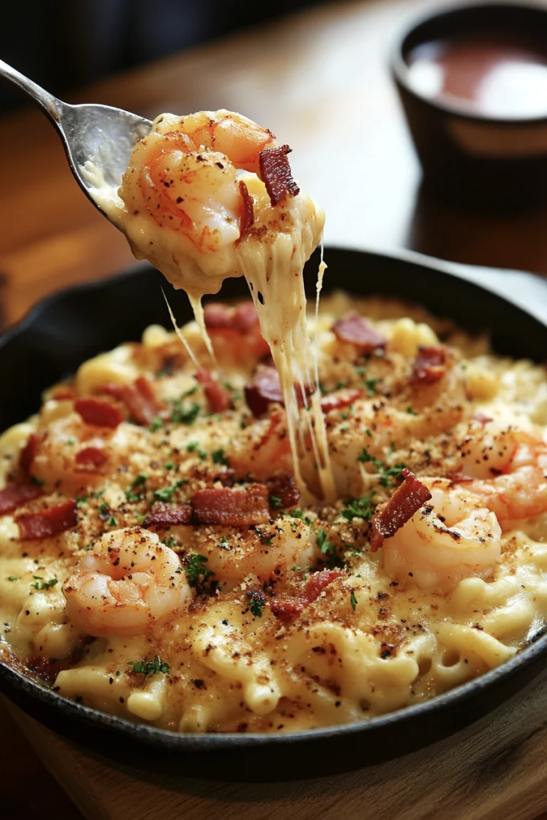 Spicy Cajun Shrimp Mac & Cheese with Crispy Bacon Topping