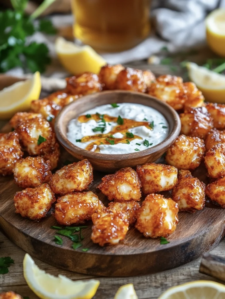 Sriracha Honey Fried Halloumi Bites with Garlic Yogurt Dip