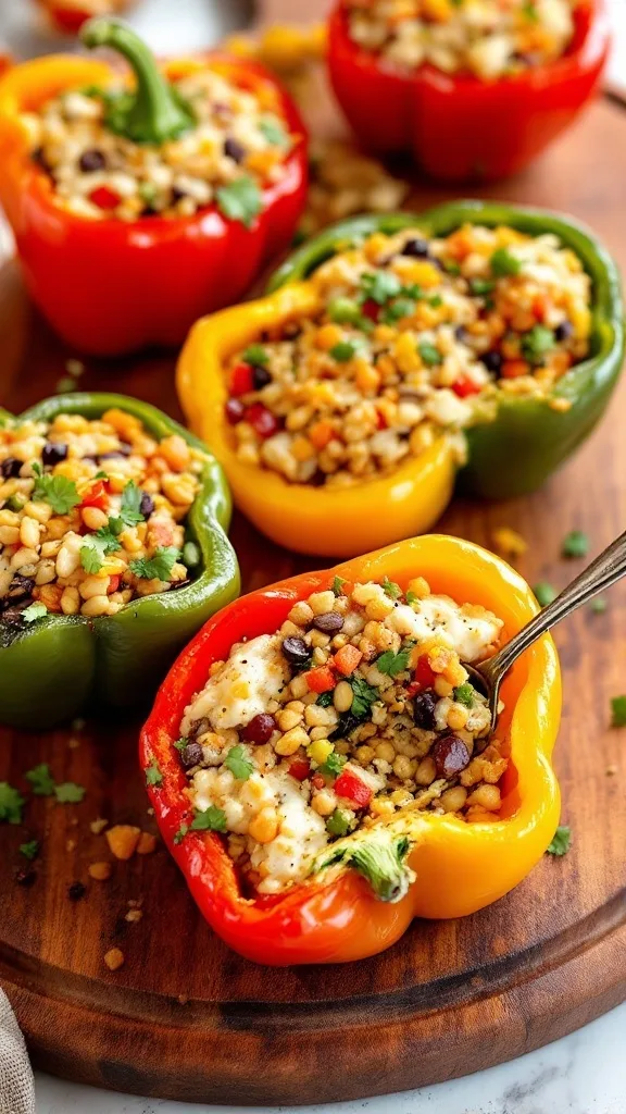 26 Delicious Recipes for an Unforgettable Easter Family Gathering 12 Colorful vegetarian stuffed bell peppers filled with grains, beans, and vegetables.