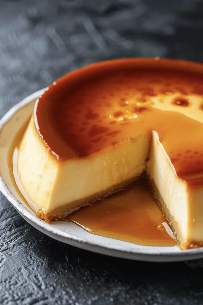 A Flan de Caramelo topped with caramel sauce