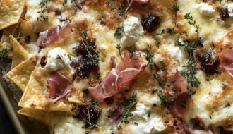 Plate of charcuterie nachos