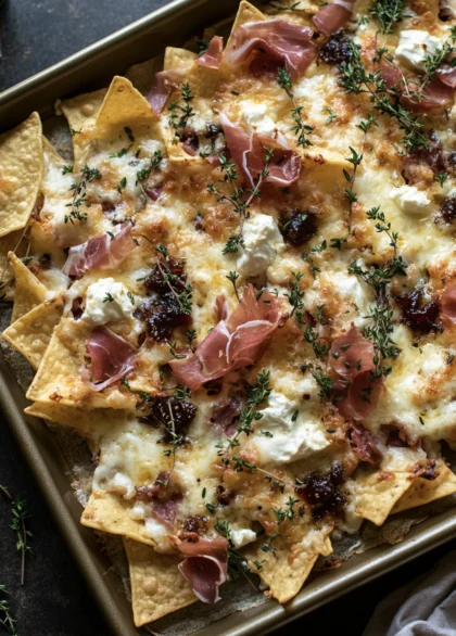 Plate of charcuterie nachos