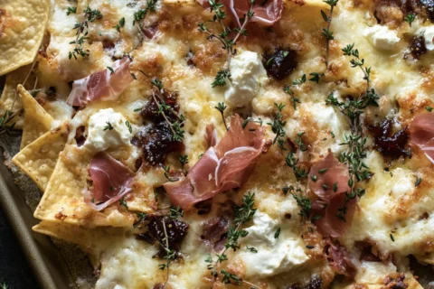 Plate of charcuterie nachos