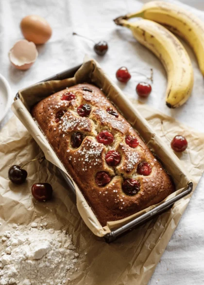 Delicious cherry banana bread sliced