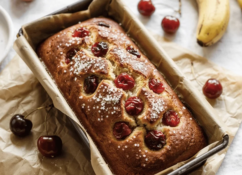 Cherry Banana Bread 1 Delicious cherry banana bread sliced