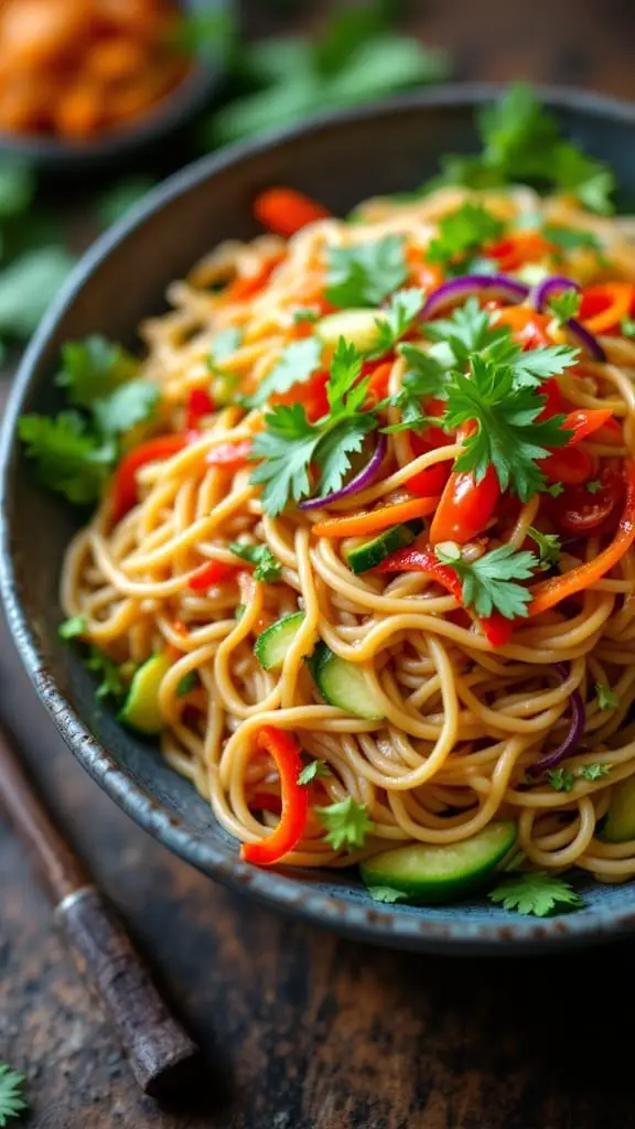 10 Easy Japanese Recipes You Can Make at Home 4 Chilled soba noodle salad with colorful vegetables in a bowl