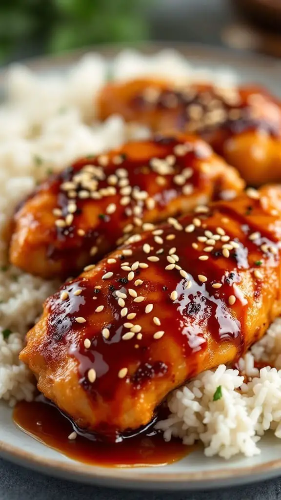 10 Easy Japanese Recipes You Can Make at Home 6 Plate of teriyaki chicken garnished with sesame seeds served over rice