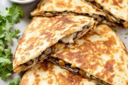 12 Deliciously Authentic Mexican Recipes to Try 23 a plate of quesadillas with oaxaca cheese and mushrooms