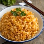 dish of crispy garlic rice