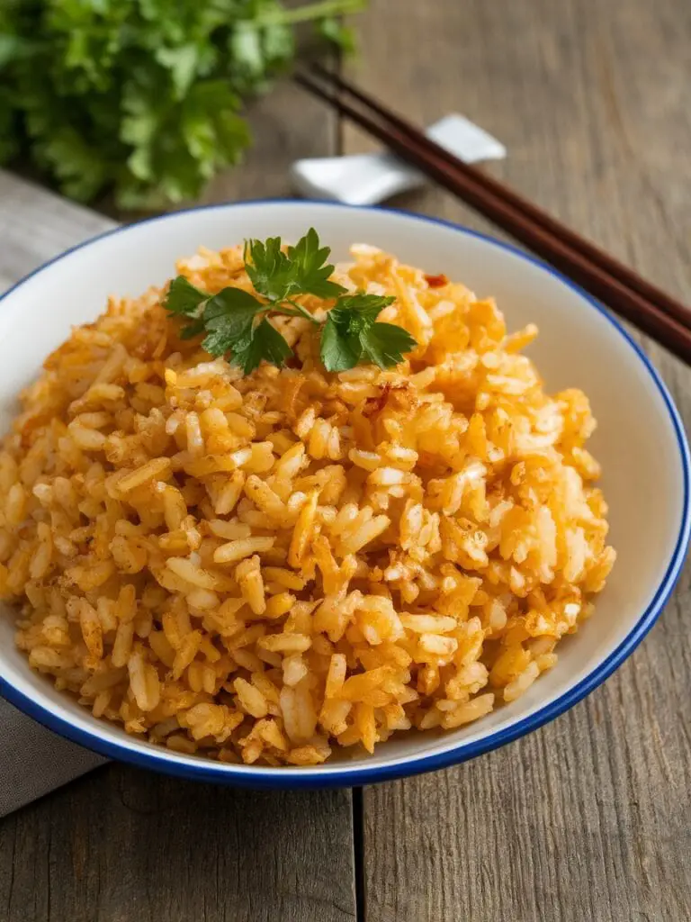 dish of crispy garlic rice