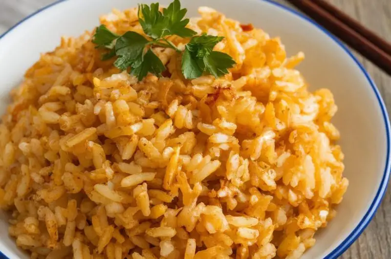 dish of crispy garlic rice