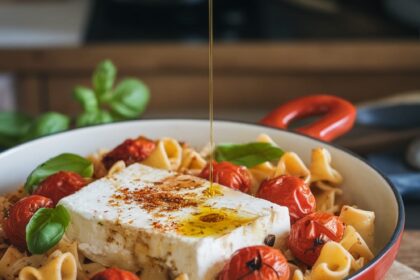 baked feta pasta with cherry tomatoes