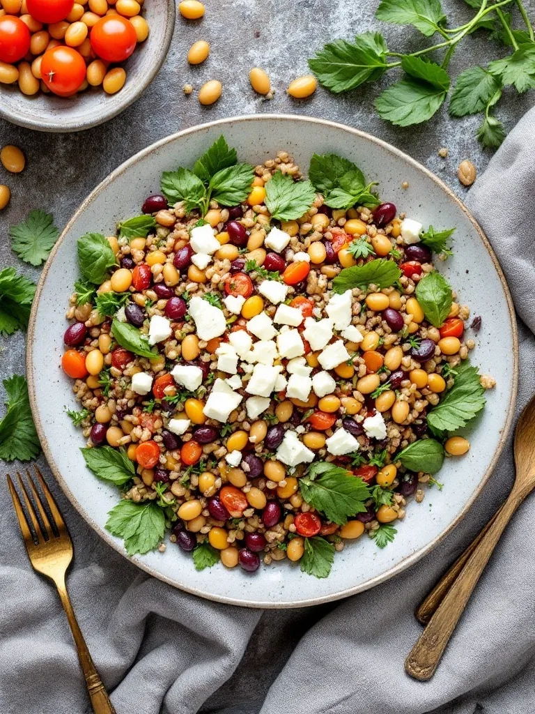 15 Delicious Food Ideas for a Viking-Themed Party 12 A colorful and hearty barley and bean salad topped with feta cheese.