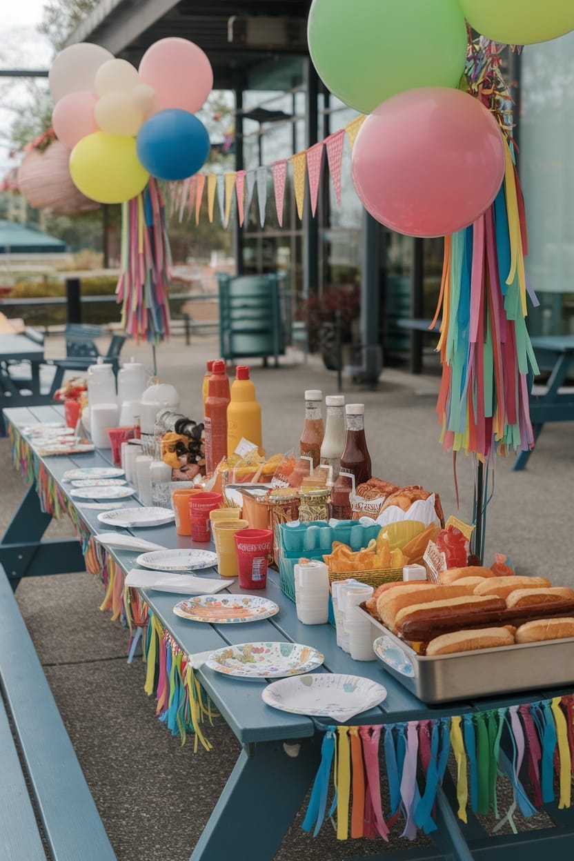 12 Must-Have Foods and Drinks for Ultimate Backyard Movie Nights 14 classic hot dog station with condiments 6
