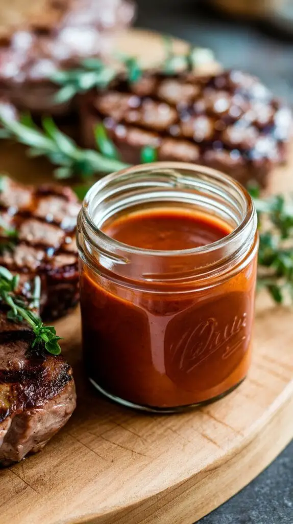 homemade bbq Worcester sauce in small jars