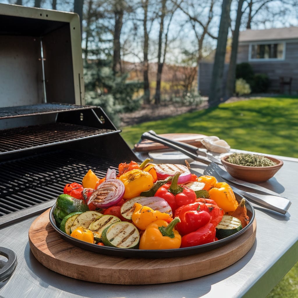 15 Ridiculously Tasty BBQ Sides That Steal the Show 7 Grilled vegetables with garlic and parmesan on a grill