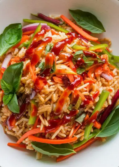 spicy thai basil rice salad
