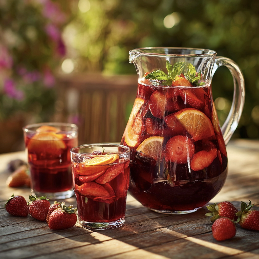 18 Summer Cocktails for Parties, BBQs and Backyard Gatherings 13 strawberry sangria pitcher 3