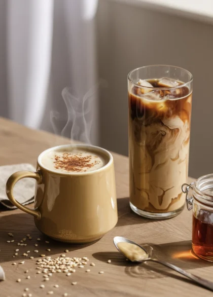 hot and iced tahini coffee