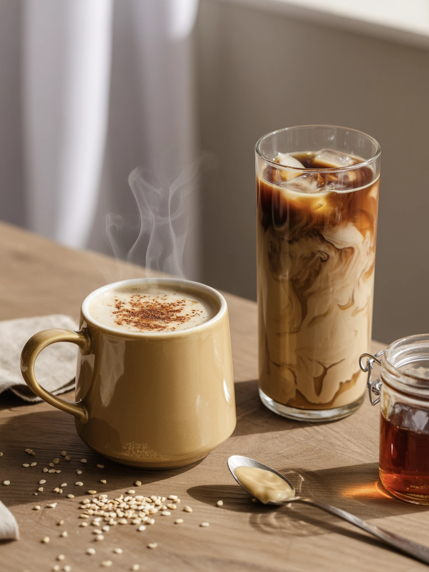 hot and iced tahini coffee