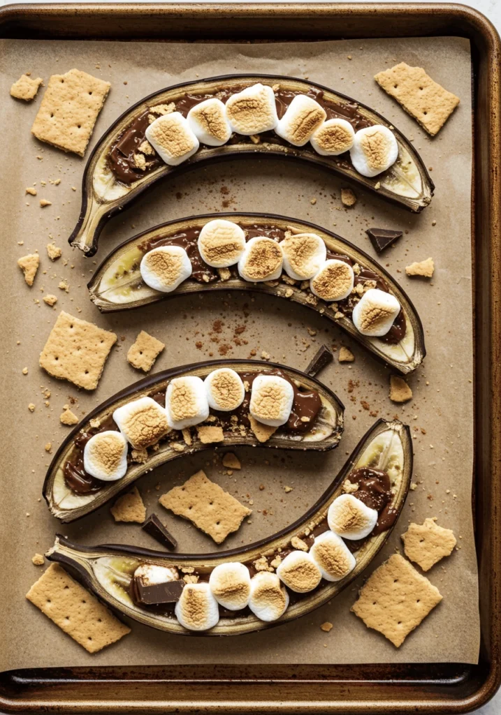 Sheet Pan S’mores Banana Boats 3 banana boat s'mores