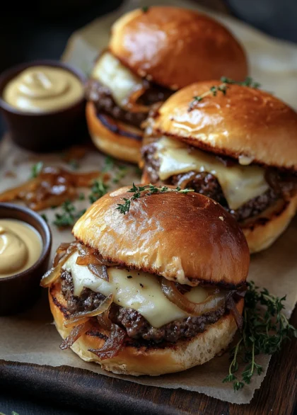 Smashburger with brie and caramelized onions