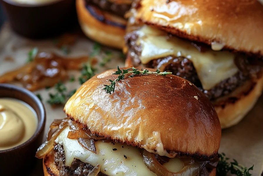 Smashburger with brie and caramelized onions