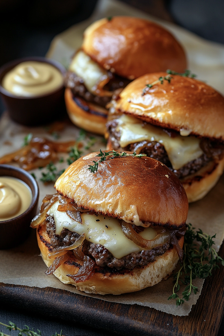 Smashburger with brie and caramelized onions