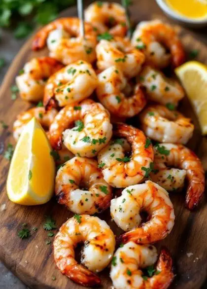 grilled shrimp skewers with garlic butter