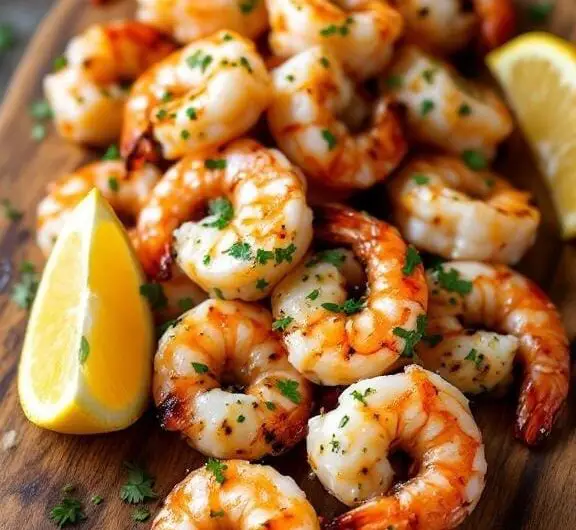 grilled shrimp skewers with garlic butter