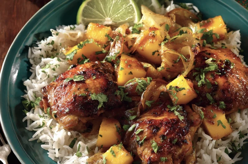 Sheet-Pan Mango Coconut Chicken with Lime Rice