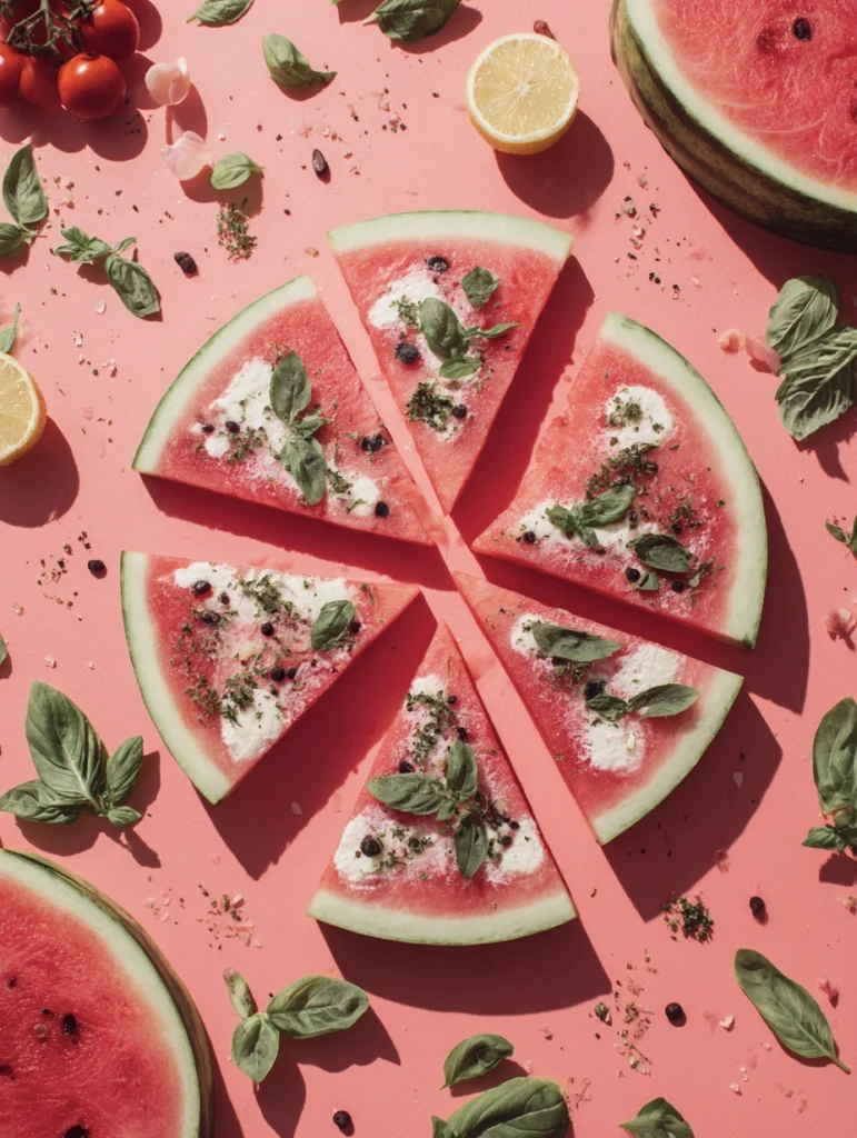 Watermelon Feta "Pizza" with Mint Pesto Drizzle 4 watermelon pizza 13