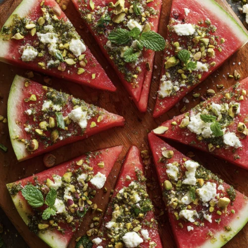 Watermelon Feta "Pizza" with Mint Pesto Drizzle 5 watermelon pizza 19