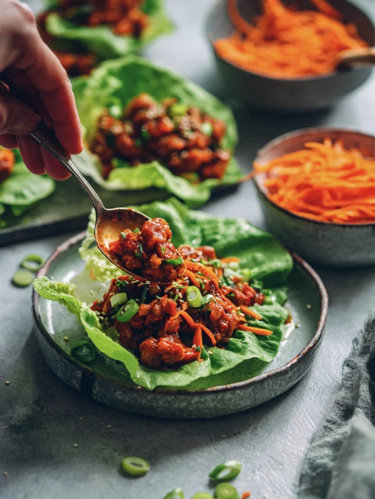Korean Gochujang Chicken Lettuce Wraps 11