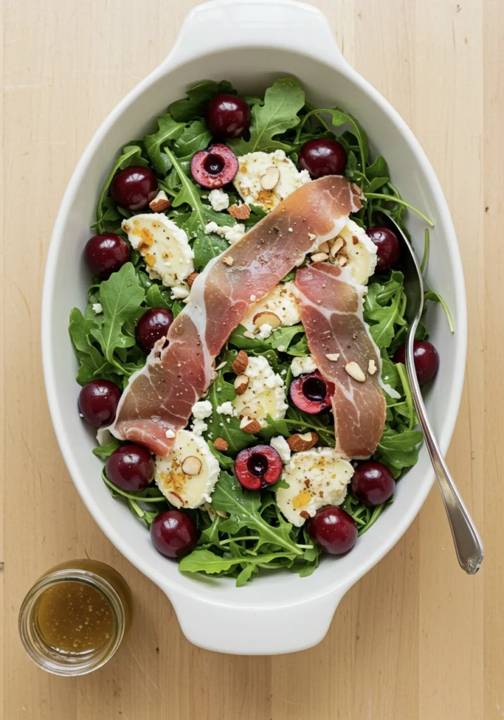 Cherry & Prosciutto Arugula Salad with Honey-Balsamic Vinaigrette 3 cherry and prosciutto salad 11