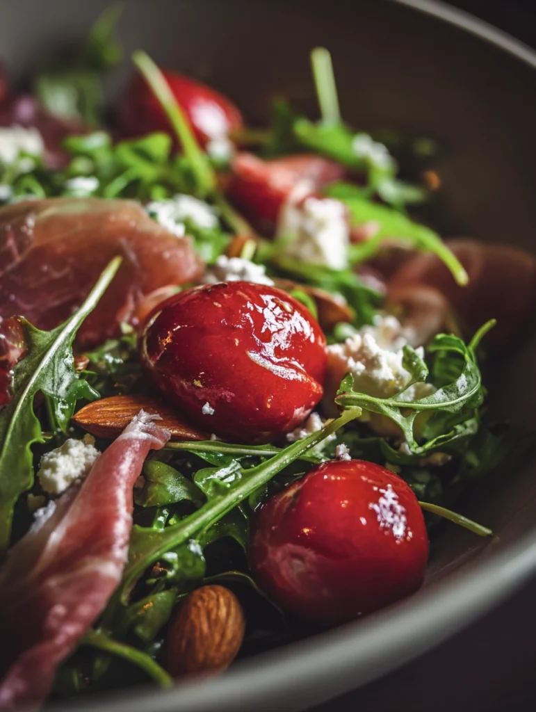 Cherry & Prosciutto Arugula Salad with Honey-Balsamic Vinaigrette 2 cherry and prosciutto salad 25