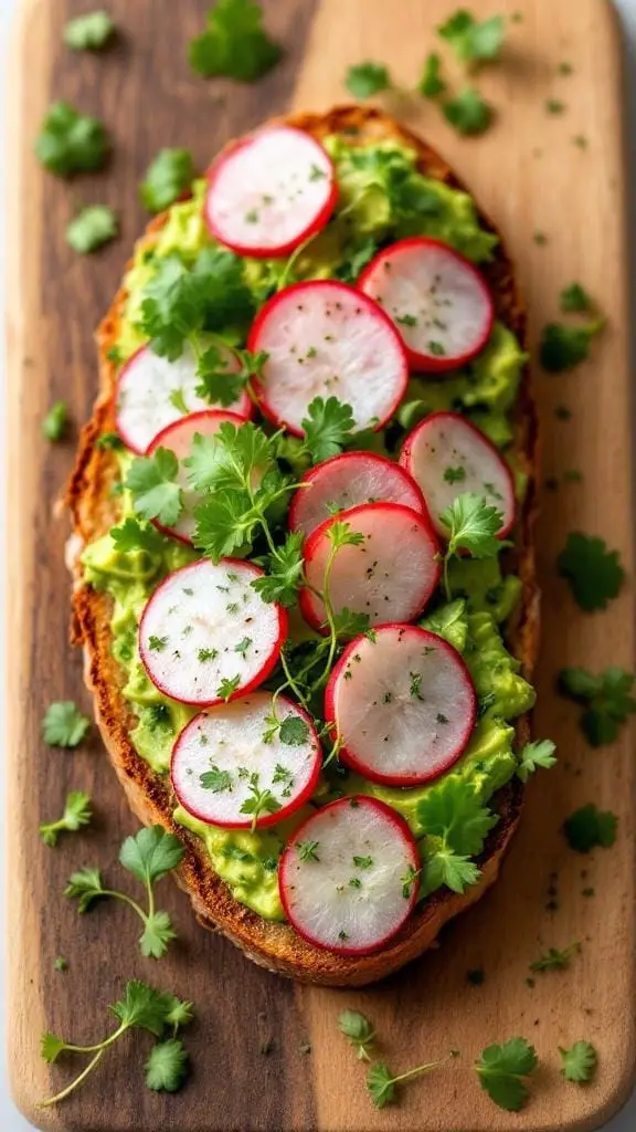 14 Delicious Vegan Breakfast Recipes to Start Your Day Right 1 creamy avocado toast with radishes 20250722 163549 6917 20250722 163554 us99