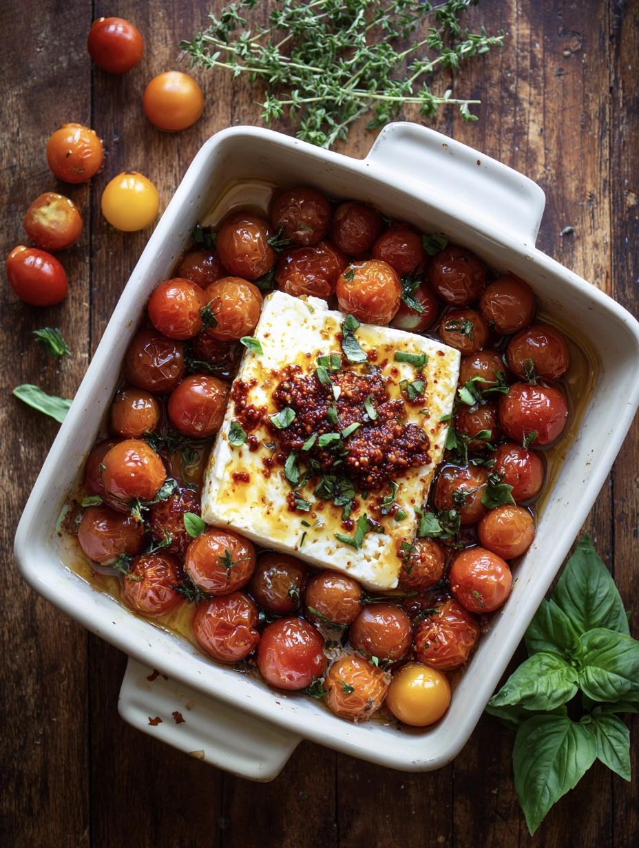 Next-Level Baked Feta with Harissa & Honey Drizzle 4 feta honey 8